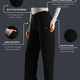 Women's Everyday Multipocketed Workleisure Pants with Zipper and button closure
