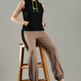 Women’s Sleeveless Hoodie with Adjustable Waist and Kangaroo Pocket