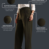 Women's Everyday Multipocketed Workleisure Pants with Zipper and button closure