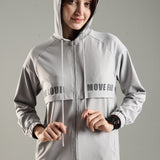Women's Raglan Sleeve Hoodie with High V-Neck Collar & Zipper Opening