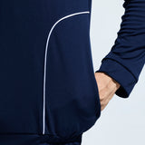Men's High Neck Breathable Sports Tracksuit with Contrast Piping & Pockets