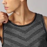 Men Slim Fit Sleeveless Tank Top with Arrow Print at Chest