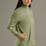 On-Trend Relaxed Fit Pullover Featuring Side Graphics and Quarter-Zip highneck Collar