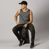 Men Slim Fit Round Neck Sleeveless Tank Top With arrow print at chest (Dark Grey)