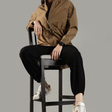 Women's Woven Jacket with High V-Neck & Zipper Opening