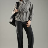 Women's Woven Jacket with High V-Neck & Zipper Opening