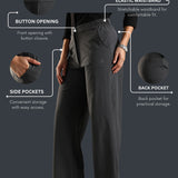 Women's Everyday Multipocketed Workleisure Pants with Zipper and button closure