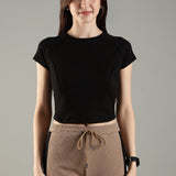 Women's High-neck Corset Top with Raglan Sleeves