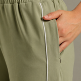 Relaxed Fit Drawstring Wide-Leg Pants Designed with contrast piping for Elevated All-Day Comfort