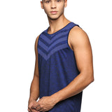 Men Slim Fit Sleeveless Tank Top with Arrow Print at Chest