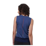Women Slim Fit Breathable Poly Cotton Melange Effect Tank Top with Mesh Panel at Bottom