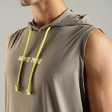 Men's Sleeveless Hoodie with Kangaroo Pocket & Neon Drawstring