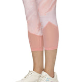 Women's Slim-Fit Printed Capri With Elasticated Waist & Mesh At Bottom