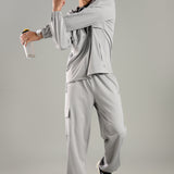 Men’s Raglan Hoodie & Jogger Set with Zipper Pockets & Flap Detail