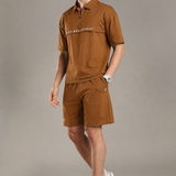 Dropped Shoulder Half-Zip Polo T shirt with shorts