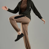 Women's Raglan Sleeve Hoodie with High V-Neck Collar & Zipper Opening