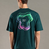 Oversized Crew-neck Tee With Simple Front and Back Large Abstract Back Print