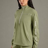 On-Trend Relaxed Fit Pullover Featuring Side Graphics and Quarter-Zip highneck Collar