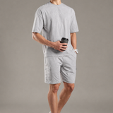 Oversized Crew-neck Tee With Simple Front and Back Large Abstract Back Print