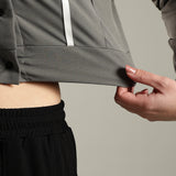 Women's Snap Button Crop Jacket with Elastic Drawstring