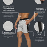 Men Training Shorts with Elastic Waist Band & Zipper Pockets