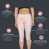 Women's Slim-Fit Printed Capri With Elasticated Waist & Mesh At Bottom