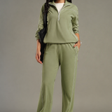On-Trend Relaxed Fit Pullover set with wide-leg contrast piping bottom for Elevated All-Day Comfort.