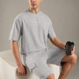 Oversized Crew-neck Tee With Simple Front and Back Large Abstract Back Print