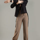 Women's Woven Jacket with High V-Neck & Zipper Opening