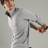 Men’s Half Reverse Zip Jacket with Printed Flap & Zipper Pocket