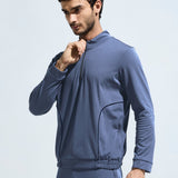 Men's High Neck Breathable Sports Tracksuit with Contrast Piping & Pockets