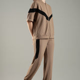 Women’s Cut & Sew Tracksuit with Adjustable Drawstring Waistband