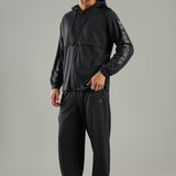 Men’s Raglan Hoodie & Jogger Set with Zipper Pockets & Flap Detail
