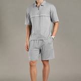 Dropped Shoulder Half-Zip Polo T shirt with shorts