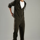 Men’s Raglan Hoodie & Jogger Set with Zipper Pockets & Flap Detail
