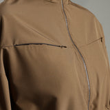 Women's Woven Jacket with High V-Neck & Zipper Opening