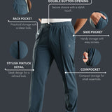 Men's Pintuck Pants with Double Button & Zipper Closure