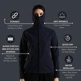 Women's Hooded Water-repellent All-weather Jacket with Thumb hole Sleeve