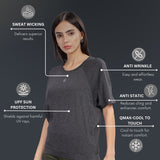 Women UPF Sun Protection Eco Friendly Yoga Top With Batwing Sleeve