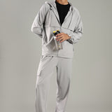 Men’s Raglan Hoodie & Jogger Set with Zipper Pockets & Flap Detail