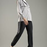 Women's Raglan Sleeve Hoodie with High V-Neck Collar & Zipper Opening