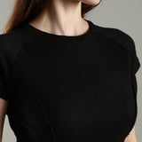 Women's High-neck Corset Top with Raglan Sleeves