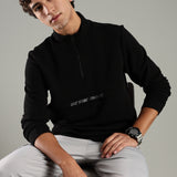 Men’s Half Reverse Zip Jacket with Printed Flap & Zipper Pocket