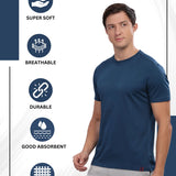 Men's Round Neck Super Smooth Self Design Wrinkle Resistant T shirt