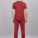 Activewear-inspired red co-ord set for men in wrinkle-resistant fabric