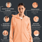 Women's Hooded Water-repellent Jacket with Thumb hole Sleeve