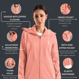 Women's Hooded Water-repellent Jacket with Thumb hole Sleeve