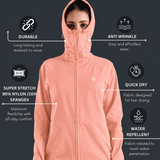 Women's Hooded Water-repellent Jacket with Thumb hole Sleeve