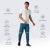 Men's solid Training Track pants with Drawstring waist & Zipper pockets.