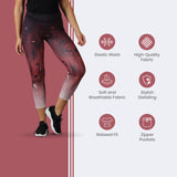 Women's Skin fit Digital printed Training Tights with Elasticated waist & Zipper pocket.